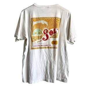 Vintage 80's SOL Beer Single Stitch White Shirt Size XL 22x28